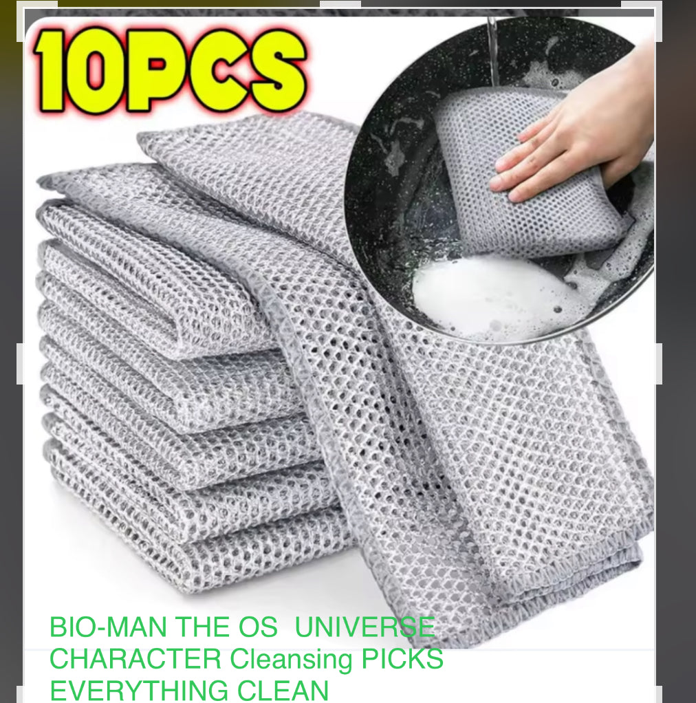 10/5pcs Thickened Steel Wire Cleaning Cloth Non-Scratch Double-layer Iron Microfiber Mesh Dishrag Washing Pot Rags Kitchen Towel   
BIO-MAN THE OS  UNIVERSE 
CHARACTER Cleansing PICKS
EVERYTHING CLEAN